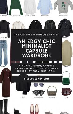 Monochromatic Wardrobe Minimal Classic, Edgy Classic Casual Outfits, Minimalist Classic Fashion, Black Base Capsule Wardrobe, Minimal Classic Wardrobe, Capsule Wardrobe Casual Minimalist, Alternative Fashion Capsule Wardrobe, All Black Capsule Wardrobe Edgy, Edgy Chic Work Outfits