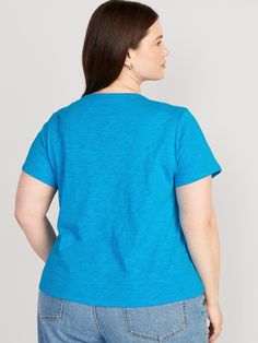 Our EveryWear T-shirts are super-soft, with a comfortable, relaxed fit.  Wear 'em with everything ✔️ Rib-knit V-neck.  Short sleeves.  Lightly enzyme-washed, slub-knit 100% cotton-jersey.  Draped, relaxed fit through body.  Regular length from sh Relaxed Fit Cotton V-neck Top With Short Sleeves, Casual Cotton V-neck T-shirt, Relaxed Fit V-neck Graphic Tee, Blue Short Sleeve T-shirt With Ribbed Neckline, Blue T-shirt With Ribbed Crew Neck, Casual Blue V-neck T-shirt, Blue Cotton V-neck T-shirt, Casual Blue T-shirt With Ribbed Neckline, Casual Blue Short Sleeve V-neck Top