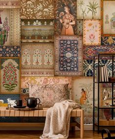 a room filled with lots of different types of wall hangings