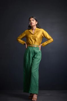 Hara Trouser | NOT JUST A LABEL Traditional Linen Workwear Sets, Traditional Linen Sets For Workwear, Festive Wide Leg Silk Pants, Elegant Silk Wide Leg Palazzo Set, Elegant Festive Wide Leg Palazzo Set, Festive Wide Leg Silk Bottoms, Elegant Wide Leg Palazzo Set For Festive Occasions, Elegant Linen Sets With Straight Pants, Elegant Gold Wide Leg Pants