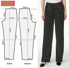 the pattern for this pants is shown in black and white polka dots