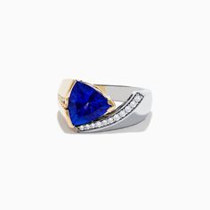 Effy 14K Two-Tone Gold Tanzanite and Diamond Ring Tanzanite And Diamond Ring, Tanzanite Diamond Ring, Gem Diamonds, Colored Gems, Diamond Shop, Pendant Rings, Precious Gems, Lab Diamonds, Pink Sapphire