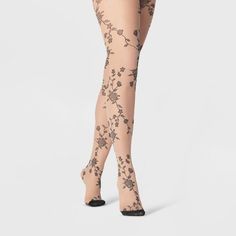 Women's Viney Floral Tights - A New Day™ : Target Elegant Tight Legwear For Night Out, Elegant Fitted Stockings For Night Out, Elegant Stretch Legwear For Party, Fitted Thigh-high Tights For Party, Fitted Thigh High Tights For Party, Elegant Sheer Legwear For Night Out, Chic Tight Legwear For Party, Chic Thigh High Stockings For Party, Chic Thigh-high Stockings For Party