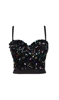 SEQUIN CROP TOP Glamorous Contrast Sequin Fabric For Club, Fitted Black Sequin Fabric For Summer, Glamorous Embellished Sequin Fabric For Night Out, Disco Style Sequin Tops For Night Out, Glamorous Embellished Crop Top For Night Out, Glamorous Sequined Evening Crop Top, Embellished Evening Crop Top For Party Season, Trendy Party Top With Contrast Sequin, Embellished Crop Top For Evening Parties