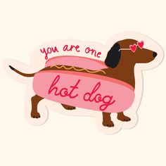 a sticker that says you are one hot dog with a dachshund on it