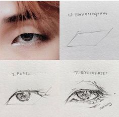 three different types of eyeliners and how to draw them with pencil on paper