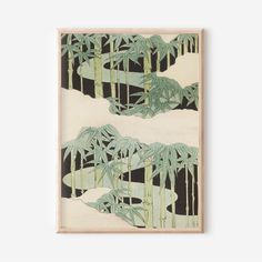 an art print with palm trees in the background