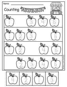 the worksheet for counting numbers with apples and a birdcage on it