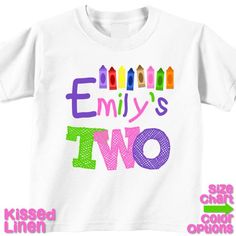 Personalized Crayons Birthday Party T-shirt Bodysuit Girl Kids Classroom Kindergarten Preschool Cray Short Sleeve Birthday Shirt For End Of School Year, Customizable Playful Multicolor Top, Playful Customizable Multicolor Tops, Playful Customizable Multicolor Top, Multicolor T-shirt For Birthday And End Of School Year, End Of School Year Birthday T-shirt With Name Print, Personalized Crayons, Crayon Birthday Parties, Classroom Kindergarten