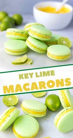 key lime macaroons with lemons on the side