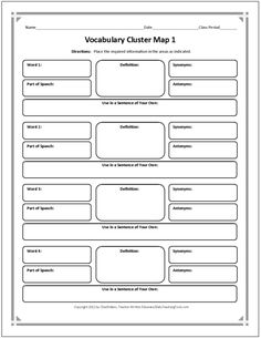 a worksheet for the vocably clusterer map