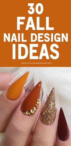 #nailaddict #naillove #nailstagram #nailspiration #nailsonfleek #nailstyle #nailpolish #nailobsessed #nailcommunity #nailjunkie #nailenvy Best Fall Nails Designs, Fall Nails Marron, Fall Nails 2024 Stiletto, Wedding Nails For Fall, Fall Nails For Almond Shape, Fall Nails Short Stiletto, Fall Almond Shaped Nails Designs, Stilleto Fall Acrylic Nails, Apres Gel X Nails Design Fall