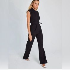 Purchased From Maviere Website And Just Doesn’t Fit Me Right, No Logo Or Size Tag On Product - Size Large - Black Jumpsuit, Wide Leg Sleeveless Fitted Jumpsuits And Rompers For Work, Fitted Sleeveless Jumpsuits And Rompers For Work, Fitted Sleeveless Jumpsuits For Workwear, Jumpsuit Wide Leg, Wide Leg Jumpsuit, Black Jumpsuit, Large Black, Size Tag, Pant Jumpsuit