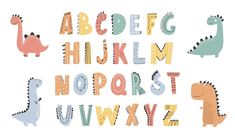 an alphabet with different types of dinosaurs and letters that spell out the letter's