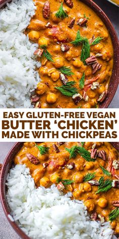 easy gluten - free vegan butter chicken made with chickpeas