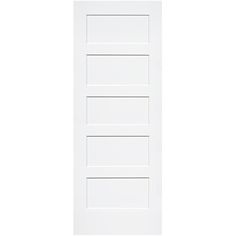 a white door with four horizontals on the bottom and one in the top half