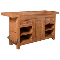 a large wooden entertainment center with drawers