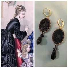 Black Victorian MOURNING Earrings, 16k gold plated brass loops, OVAL Jet Black ETCHED Glass, reproduction Victorian earringsUPDATE: at this time, my vintage brass settings are all sold out, but still sourcing for more. I've added a listing and pictures for a new improved version set in fancy CROWN settings!I was SUPER excited to find a stash of these stunning vintage etched Jet Black GLASS Cabochons, vintage new old stock from Western Germany, perfect for some beautiful mourning-inspired Victori Victorian Black Earrings For Party, Antique Black Dangle Jewelry, Black Victorian Dangle Jewelry, Gothic Gold Brass Earrings, Gold Gothic Brass Earrings, Handmade Gothic Gold Earrings, Antique Black Drop Earrings, Victorian Black Dangle Earrings, Black Victorian Dangle Earrings