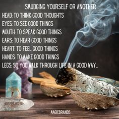 I'm often asked "how do I smudge myself?" or "how do I smudge another person". My answer is always from the top of the head to the bottom of the feet with intention. Next time your smudge yourself or another person try these intentions. I smudge my head with this sacred smoke to think good things, I smudge my eyes with this sacred smoke to see good things, I smudge my mouth with this sacred smoke to say good things...and so on a so forth :) Have a blessed day! How To Smudge Your Home, Sage Prayer Smudging Home, Spiritual Herbalism, Sage Cleansing Prayer, Smudging For Beginners, How To Smudge, Smudge Yourself, Smudging Prayer, Smudge Spray