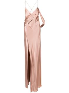 Work Appropriate Outfits, Taupe Bridesmaid Dresses, Club Attire, Gown Pink, Gold Bridesmaid Dresses, Michelle Mason, Light Pink Dress, Floor Length Gown, Silk Wrap