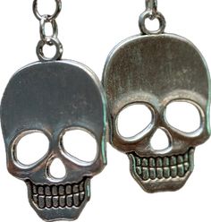 Silver Skull Earrings With Ear Wire, Nickel-free Skull Earrings In Punk Style, Skull-shaped Metal Earrings With Ear Wire, Metal Skull Earrings With Ear Wire, Adjustable Skull-shaped Earrings With Ear Wire, Nickel Free Metal Skull Earrings, Adjustable Skull Shaped Earrings With Ear Wire, Skull Shaped Metal Earrings, Skull Keychain