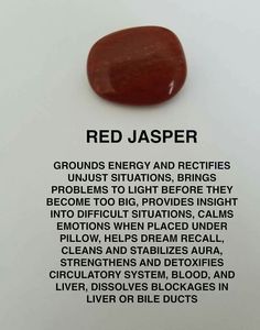 Red jasper Red Crystals Identification, Red Jasper Properties, Red Jasper Aesthetic, Red Jasper Crystal Meaning, Red Agate Meaning, Red Jasper Jewelry, Crystal Magick, Red Jasper Crystal