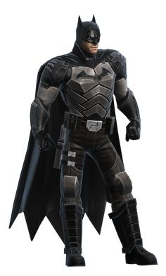 a man dressed as batman standing in front of a white background