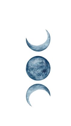 three phases of the moon in blue and white