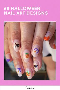 Here are 68 simple Halloween nail art designs to try in 2024. From silver spider webs to a micro French manicure, these ideas go far beyond your basic black October nails. Simple Halloween Nail Art, Micro French Manicure, Simple Halloween Nail, Halloween Nail Art Designs, Halloween Nail Art Easy