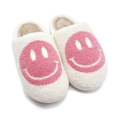 Pink Smiley Face Slippers Smiley Face Slippers, Pink Smiley Face, Pink Smiley, Grinch Who Stole Christmas, Smen, Cute Slippers, Clog Slippers, Soft Sock, Fur Slippers