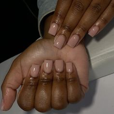 Engagement Nails, Acrylic Nails Nude, Brown Acrylic Nails, Natural Acrylic Nails, Acrylic Overlay, Simple Acrylic, Nude Nail Designs