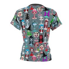 Very cute tee featuring vintage horror and classic Halloween inspired pattern with cute dollies!Stefon says the design has everything; vampires, witches, black cats, bride of frankenstein, nurses, devils, pirates, and even alien girls!Beautiful quality All Over Print t-shirt.• Regular fit• 100% Polyester• Tagless• Runs true to size XS S M L XL 2XL Width, in 17 18 19 21 22 24 Length, in 25 26 26 27 28 29 Sleeve length, in 6 6 6 6 7 7 Spooky Dolls, Alien Girl, Classic Halloween, Bride Of Frankenstein, Vintage Horror, Neck Gaiter, Black Cats, Frankenstein, All Over Print