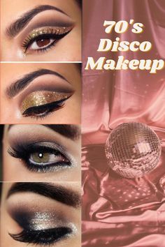 Makeup 1970s, Disco Hair And Makeup, 70s Disco Hair, Nail Polish Aesthetic