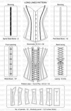 sewing pattern for a corset with the instructions to sew it and how to make