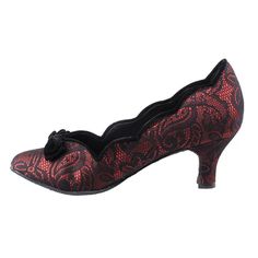 Step into Halloween enchantment with our Red and Black Lace Vampire Vintage Low Heel Pumps. Embrace gothic elegance with these hauntingly stylish shoes, perfect for a bewitching Halloween look. Handcrafted US sizing. Fits true to size. Heel height: 2" / 50 mm approx Product measurements were taken using size 8. Please note that measurements may vary by size. Mysterious red and black lace design for a gothic, vintage feel. Low heel for comfort during Halloween festivities. Perfect for a vampire-inspired or bewitching Halloween costume. Elevate your spooky style with these unique pumps. Gothic Heels With Round Toe, Fitted Gothic Heels With Round Toe, Gothic Round Toe Heels For Evening, Black Heels For Halloween Party, Black Gothic Heels For Evening, Gothic Black Heels For Evening, Gothic Black Evening Heels, Closed Toe Heels For Halloween Party, Halloween Party Closed Toe Heels