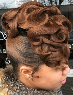 Winter Hairstyles For Blondes, Updo Styles For Black Women Weave, Elegant Updo Hairstyles For Black Women, Scurl Texturizer Natural Hair, Up Dos For Black Women Hair Updo, Pin Curl Updo Black Hair, Updo Curly Hairstyles For Black Women, Black Hair Updo Hairstyles Up Dos, Braided Updo Hairstyles For Black Women