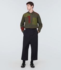 High Rise Cropped Wool Pants in Blue - Comme Des Garcons Homme | Mytheresa Mens Fashion Streetwear, Wool Pants, Fashion Streetwear, Comme Des Garcons, Made In Japan, Color Design, High Rise, Street Wear, Japan