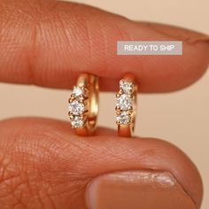 Made In Solid 14k Yellow Gold 3 Diamond Dainty Hoops/ genuine Diamond Baby Earrings/Handmade Jewelry Fine/ Delicate Earring/ Natural Diamond Earring. "𝐘𝐄𝐋𝐋𝐎𝐖 𝐆𝐎𝐋𝐃 𝐈𝐒 𝐑𝐄𝐀𝐃𝐘 𝐓𝐎 𝐒𝐇𝐈𝐏 𝐀𝐍𝐃 𝐑𝐎𝐒𝐄 𝐆𝐎𝐋𝐃 & 𝐖𝐇𝐈𝐓𝐄 𝐆𝐎𝐋𝐃 𝐖𝐈𝐋𝐋 𝐁𝐄 𝐌𝐀𝐃𝐄 𝐓𝐎 𝐎𝐑𝐃𝐄𝐑" Great Gift For Mom, Sister, Friend, Girlfriend and Daughter. For Trio Ruby Hoops : https://www.etsy.com/listing/1185166585 Also available in Rose Gold, White Gold and Yellow Gold. 𝐏𝐫𝐨𝐝𝐮𝐜𝐭 𝐢𝐧𝐟𝐨: 𝟏𝟒? Rose Gold Huggie Cartilage Earrings For Anniversary, Anniversary Rose Gold Huggie Cartilage Earrings, Elegant Tiny 14k Gold-filled Huggie Earrings, Elegant Tiny 14k Gold Huggie Earrings, Delicate Diamond Wedding Jewelry, Tiny Round Cartilage Earrings For Anniversary, Minimalist 14k Gold Diamond Earrings For Wedding, Tarnish Resistant Huggie Diamond Earrings For Anniversary, Minimalist 14k Gold Diamond Wedding Earrings