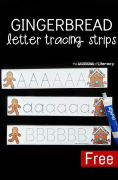 the gingerbread letter matching strips are ready to be used with this free printable