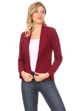 Say hello to your next favorite lightweight blazer! No closure casual jacket that's perfect for a night out or a professional setting. Stylish long sleeve with a solid print and an open front.
Features:

Fabric: 95% Polyester, 5% Spandex
Length: 24"
Bust: 36"
Sleeves: 23" Stretch Fall Blazer For Office, Fall Office Blazer With Stretch, Fall Office Stretch Blazer, Stretch Notch Lapel Blazer For Fall, Stretch Blazer For Business Casual In Fall, Fall Stretch Blazer With Notch Lapel, Open Front Blazer For Workwear In Fall, Open Front Fall Blazer For Work, Formal Stretch Blazer With Long Sleeves