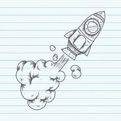 Rocket Ship Doodle, Ship Doodle, Rocket Drawing, Space Doodles, Space Drawings, Art Sketches Doodles, Doodle Design, Ship Drawing, Art Sketches Pencil