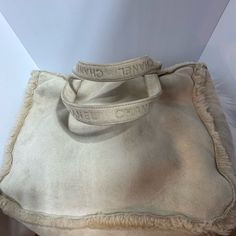 Chanel Suede Fur In Very Good Condition No Rubs Or Hole Made In France Includes: Authentic Chanel Coin Purse Zipper Dustbag Designer Beige Shoulder Bag With Rolled Handles, Luxury Cream Shoulder Bag With Rolled Handles, Luxury Sheepskin Bag For Everyday Use, Rectangular Sheepskin Bags, Chanel Handbags Tote, Chanel Coin Purse, Logo Vintage, Cc Logo, Vintage Logo