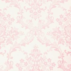 a pink and white wallpaper with floral designs on it's side, as well as the background