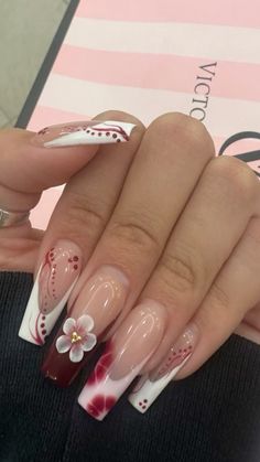 Nails For Japan, White Frenchies Nails, Basic Square Nails, Cute Nail Inspo Acrylic, Cute Japanese Nails, Abstract French Tip Nails, Japanese Inspired Nails, Y2k Nails Acrylic, Design Nails Art