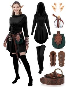 PRICES MAY VARY. Medieval Cosplay Costume Set: you will receive 1 hooded robe, 2 pair of elf ears, 1 pair of brown faux leather arm gauntlet, 1 brown viking belt, 1 pair of black stockings, 1 belt bag, 1 potion bottle; These accessories are enough to meet your role playing needs, you can match them according to your own creativity Enchanting Hooded Dress: this medieval hooded robe is made of polyester fiber, which is soft, breathable and skin friendly, the robe features a high low hemline and dr Arm Gauntlet, Viking Belt, Hooded Robe, Elf Ears, Fairy Costume, Halloween Cosplay, Elf, Halloween, Design