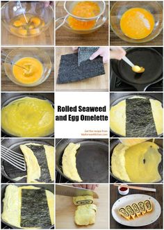 how to make homemade rolled seaweed and egg omelette with step by step instructions