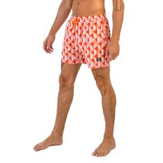 Step back in time to the 70s with East x East Island Fever men's shorts. Featuring a bold orange colorway and a retro-inspired design, these shorts are the perfect addition to any fashion-forward individual's summer wardrobe. Made with premium sustainable materials, these shorts not only look great but are eco-friendly too. The elasticated waist and drawstring adjustment ensure a comfortable and secure fit, making them perfect for any summer activity, from beach days to pool parties. With their Orange Beachwear Shorts For Beach Season, Orange Swim Trunks With Built-in Shorts, Orange Short Swim Trunks With Built-in Shorts, Orange Short Length Swim Trunks For Vacation, Orange Short Swim Trunks For Beachwear, Orange Summer Swim Trunks, Orange Beachwear Shorts For Summer, Orange Beachwear Shorts, Retro Red Beach Shorts