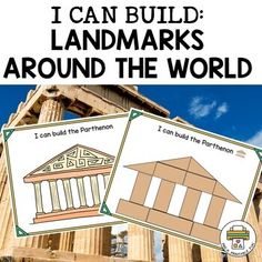 i can build landmarks around the world with pictures on them and text that says, i can build the parthenon