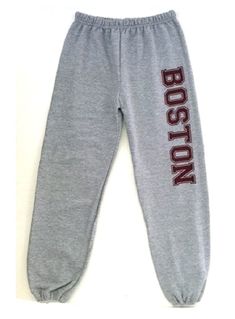 PRICES MAY VARY. 50/50 cotton poly sweatpants by Hanes with Boston screen print Heather gray with maroon imprint Roomy fit Elastic drawstring waist with elastic cuff legs Comfy Boston Sweatpants made by Hanes, printed by Dalliance with oversize Boston imprint on one leg. Elastic drawstring waist and elastic cuff legs. Heather gray with maroon imprint. Cheap Gym Pants With Letter Print, Cheap Gray Jogger Trousers, Cheap Blue Jogging Pants, Cheap Black Nike Sweatpants, Cheap Nike Athleisure Pants, Cheap White Joggers For Sports, Cheap Letter Print Sweatpants For Sports, Cheap Nike Sportswear Bottoms, Maroon Nike Sweatpants