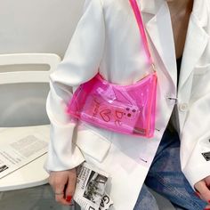 Clear Jelly Shoulder Bag – Vibrant PVC Transparent Bag – Tristar Boutique Hot Pink Pattern, Purple Pattern, Butterfly Hair, Pink Pattern, Purple Bags